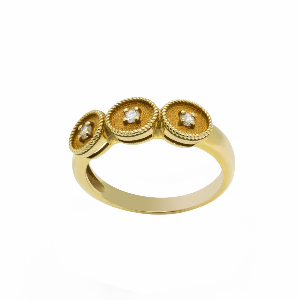 Χρυσό Δαχτυλίδι Σίγμα με διαμάντια VINT062