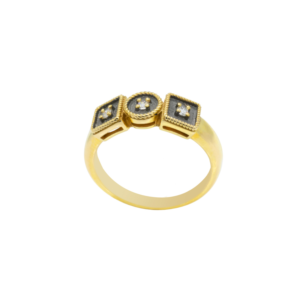 Χρυσό Δαχτυλίδι Σίγμα με διαμάντια VINT063