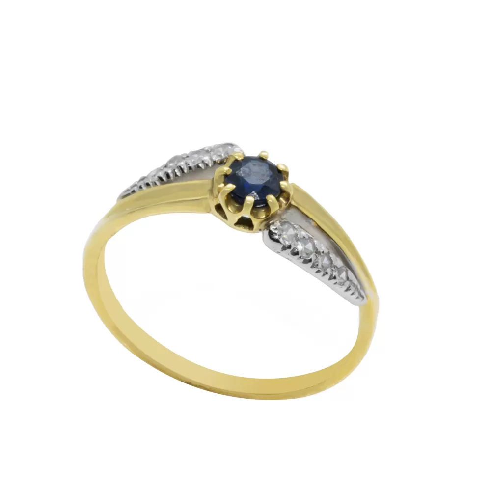 Gold Ring with sapphire and diamonds VIN007